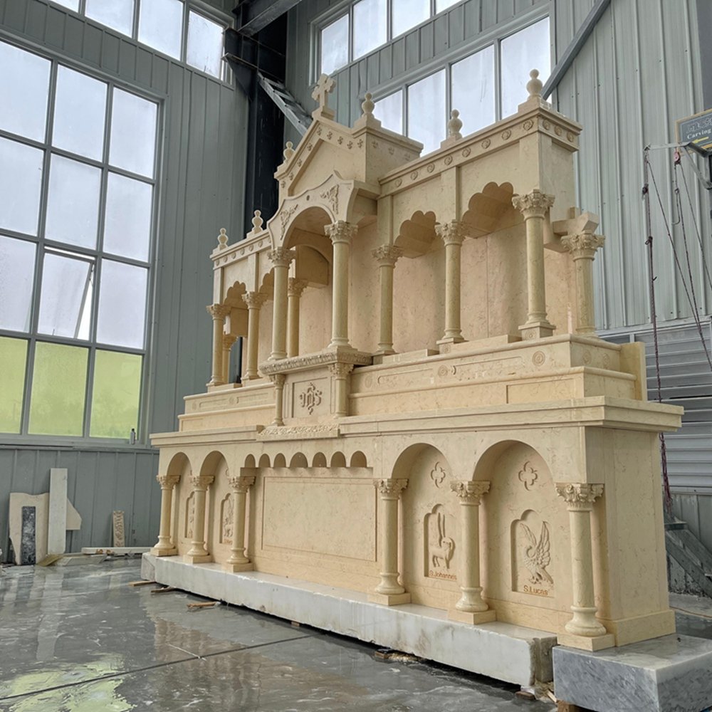 beige marble main altar