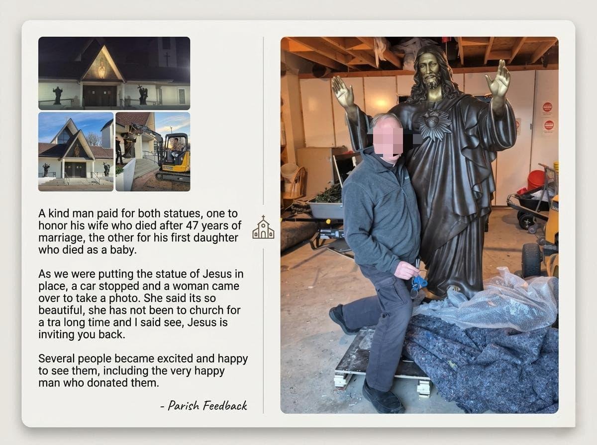 Bronze Jesus statue parish project feedback