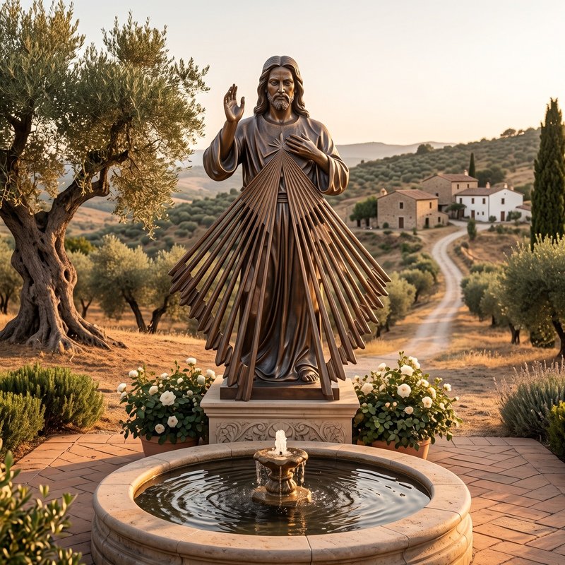 Bronze Jesus statue detail