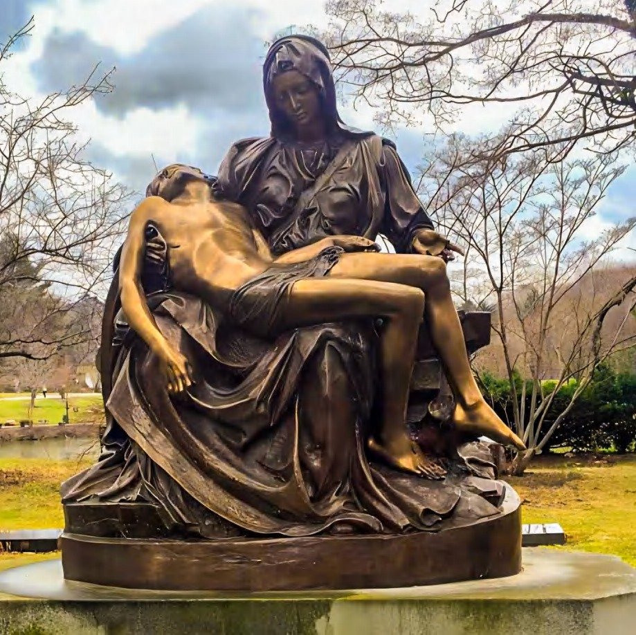 Bronze Pieta sculpture