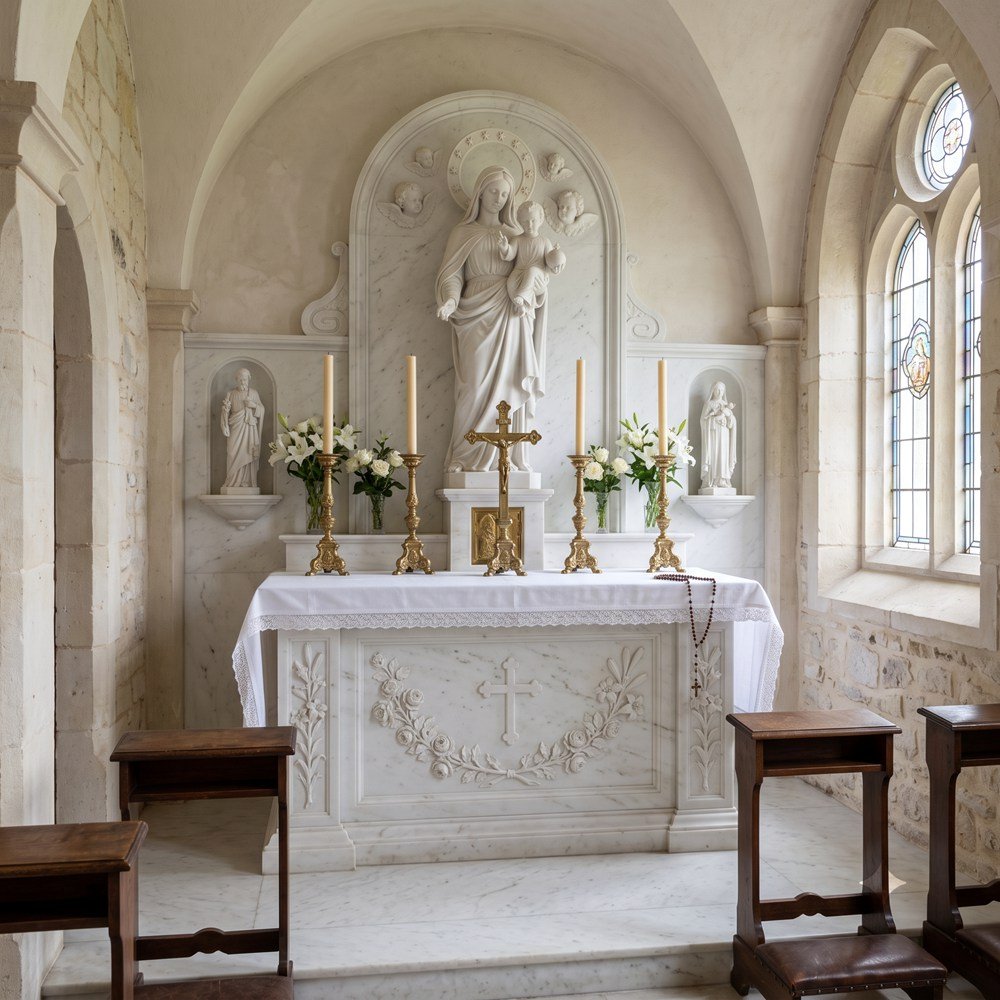 Marble church altar and reredos