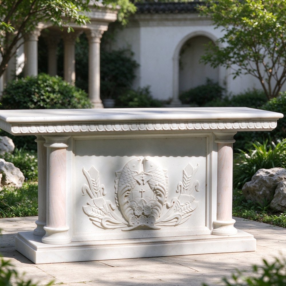 Ichthys fish and Eucharist relief